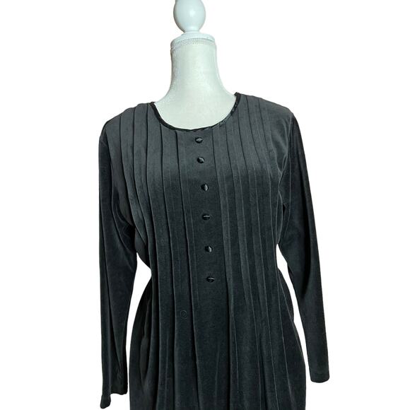 Vintage 90s fads Grunge black Velvet Modest Maxi Dress Long sleeve USA Sz L - Picture 4 of 11